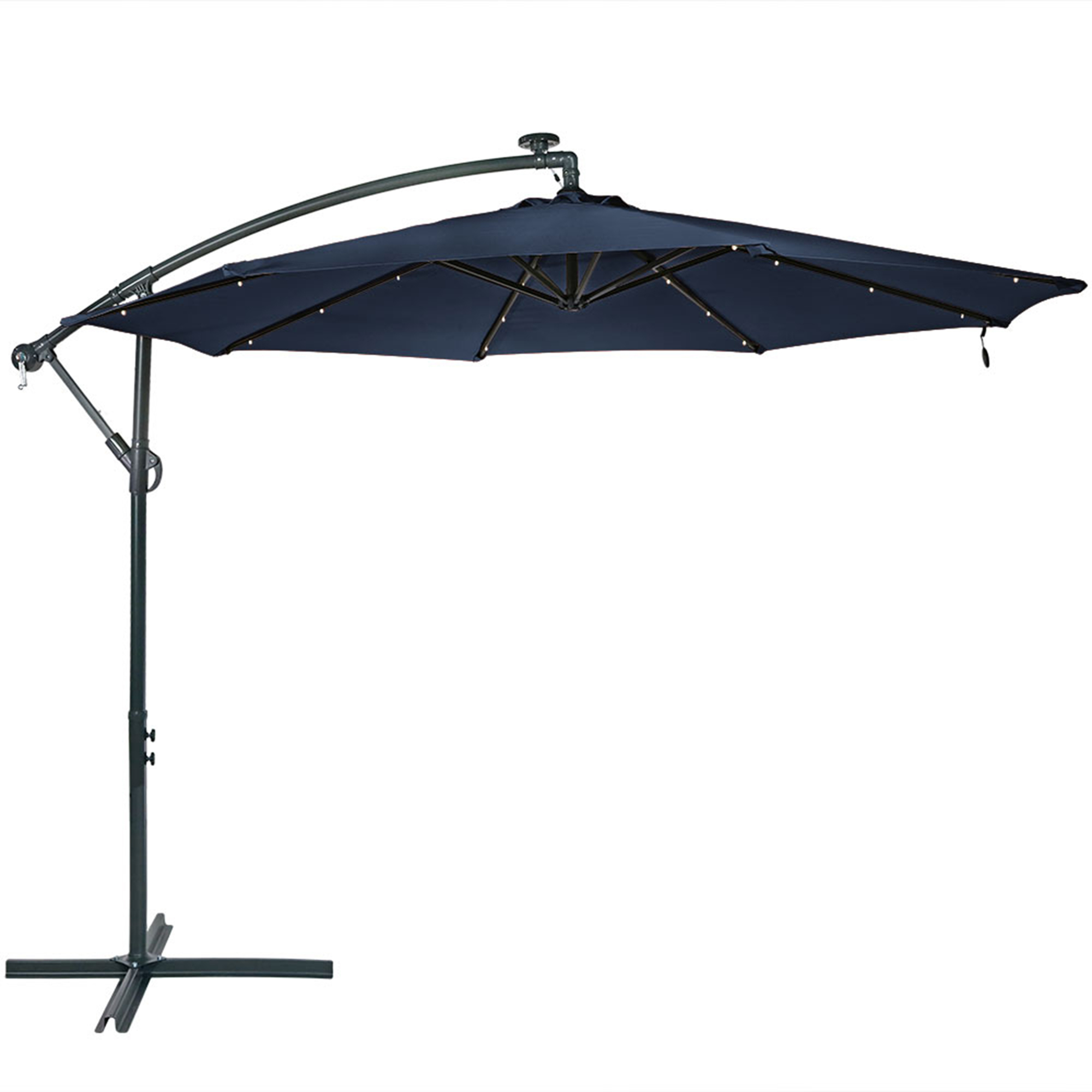 Sunnydaze Decor, 10ft. Solar Offset Umbrella w/ Cantilever - Navy, Canopy Diameter 9.5 ft, Shape Octagon, Model# JLP-405